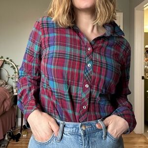 Plaid Button-Up Shirt